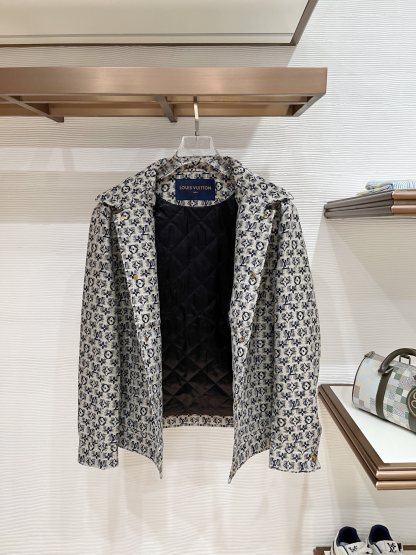 ルイ・ヴィトン「Louis Vuitton」モノグラム柄 ジャカード フリップカラー ジャケット / ワークジャケット