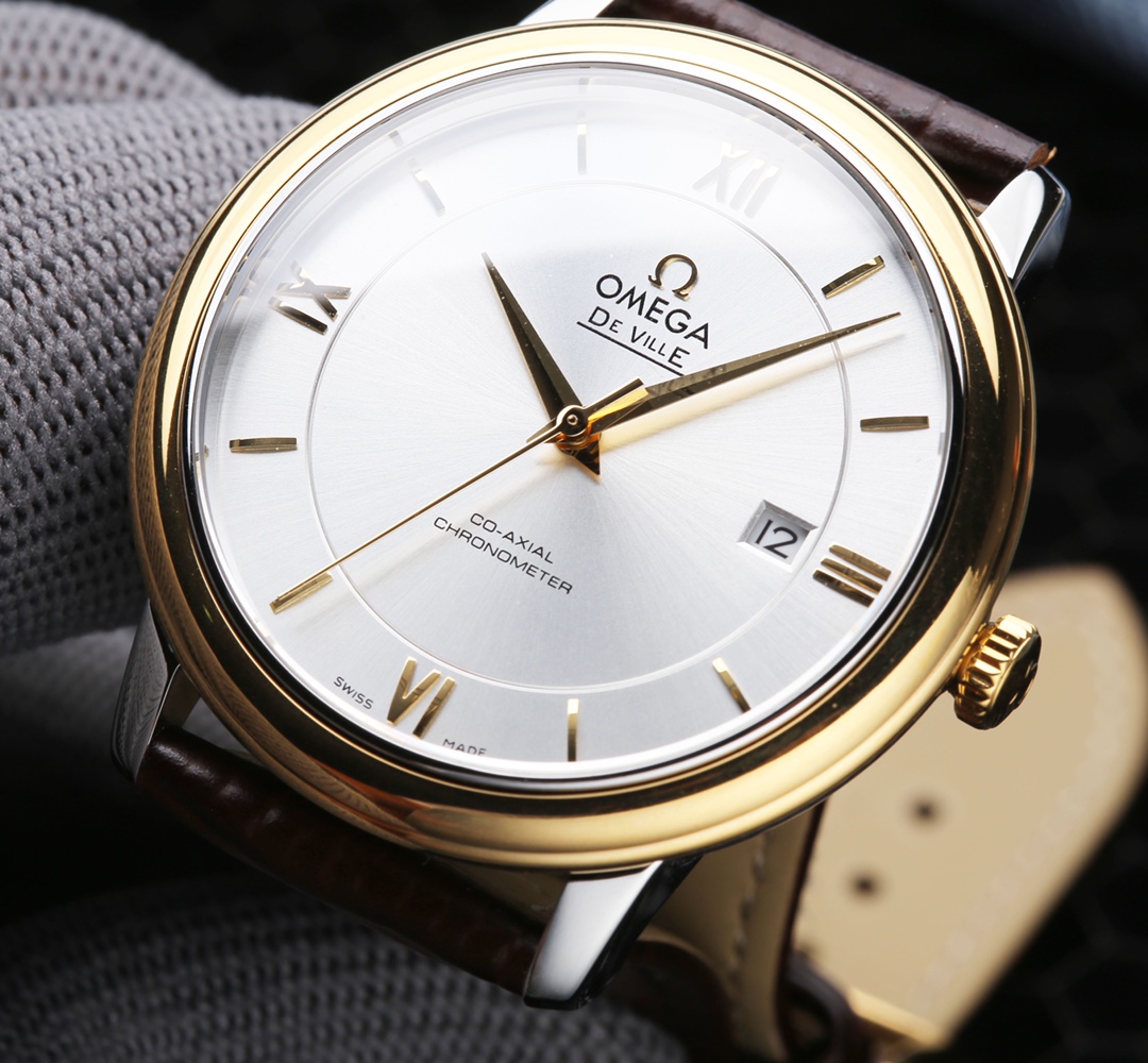 オメガ「Omega」デビル プレステージ カップルウォッチ メンズ39.5MM＆レディース32.7MM スチール＆レザーストラップ
