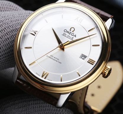 オメガ「Omega」デビル プレステージ カップルウォッチ メンズ39.5MM＆レディース32.7MM スチール＆レザーストラップ