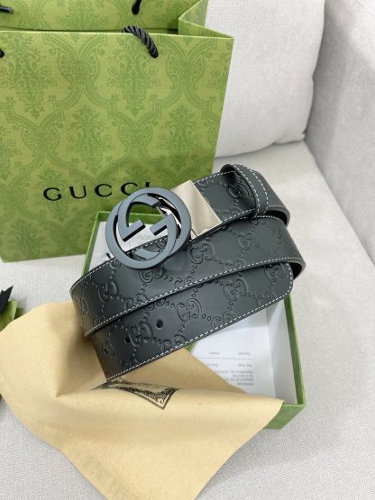グッチ「Gucci」インターロッキングG バックル付き ワイドベルト
