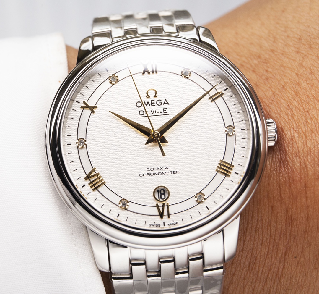 オメガ「Omega」デビル プレステージ カップルウォッチ メンズ39.5MM＆レディース32.7MM スチール＆レザーストラップ