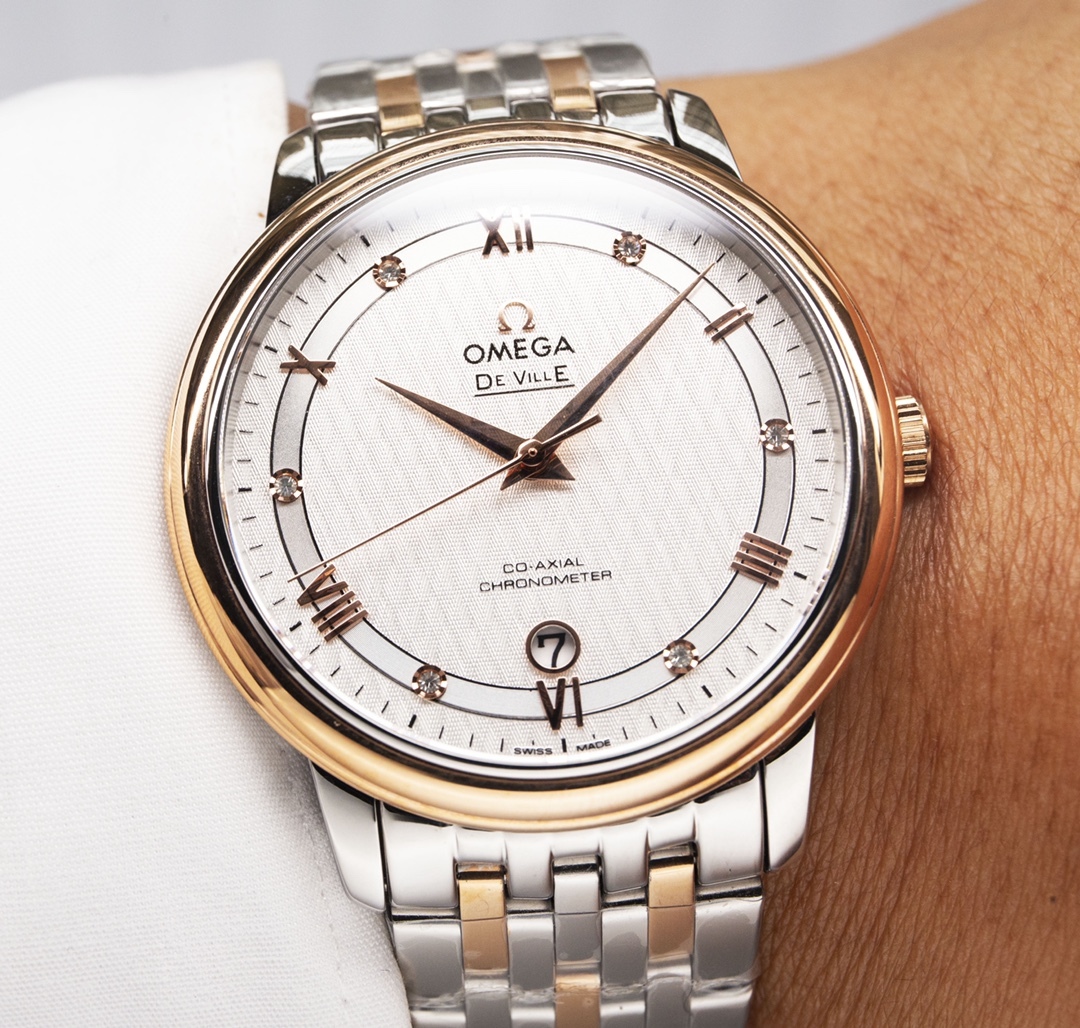 オメガ「Omega」デビル プレステージ カップルウォッチ メンズ39.5MM＆レディース32.7MM スチール＆レザーストラップ