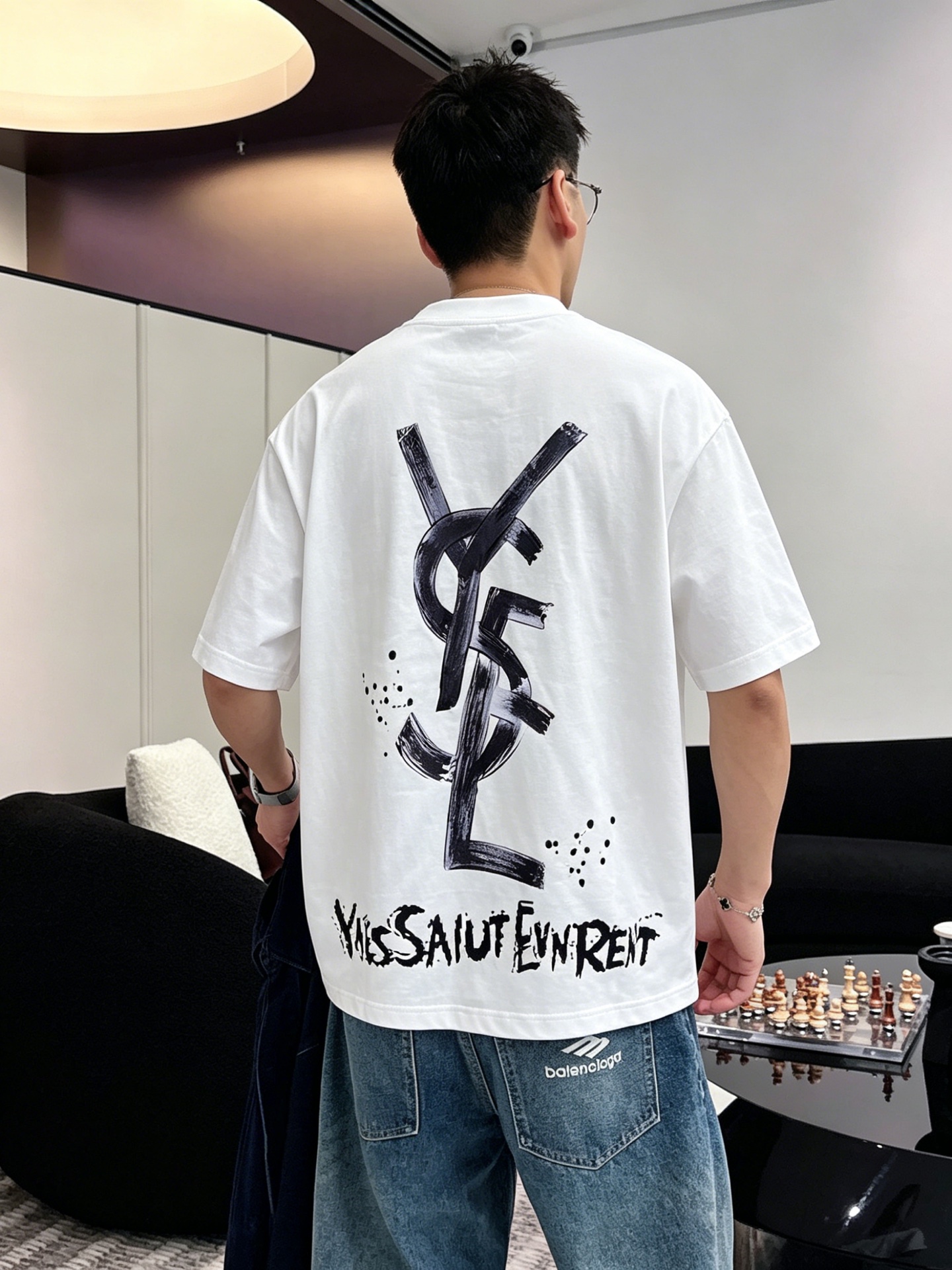 サンローラン「Saint Laurent」ロゴプリントTシャツ / ショートスリーブ クルーネック