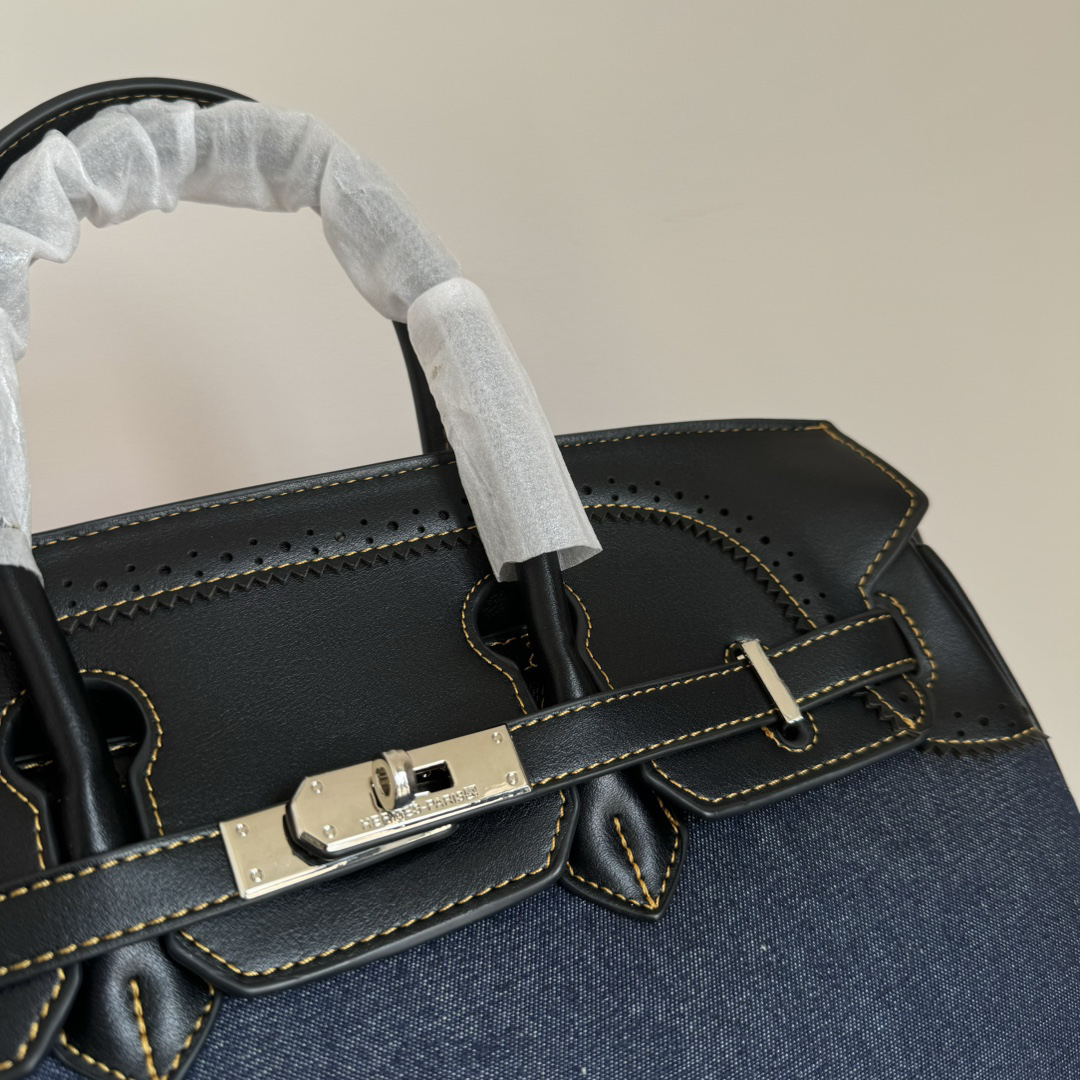 エルメス「Hermès」Birkin 30 ツートーン キャンバス×レザー ショルダーバッグ