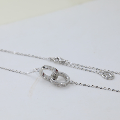 カルティエ「Cartier」ダブルリング マイクロセット ダイヤモンド ネックレス