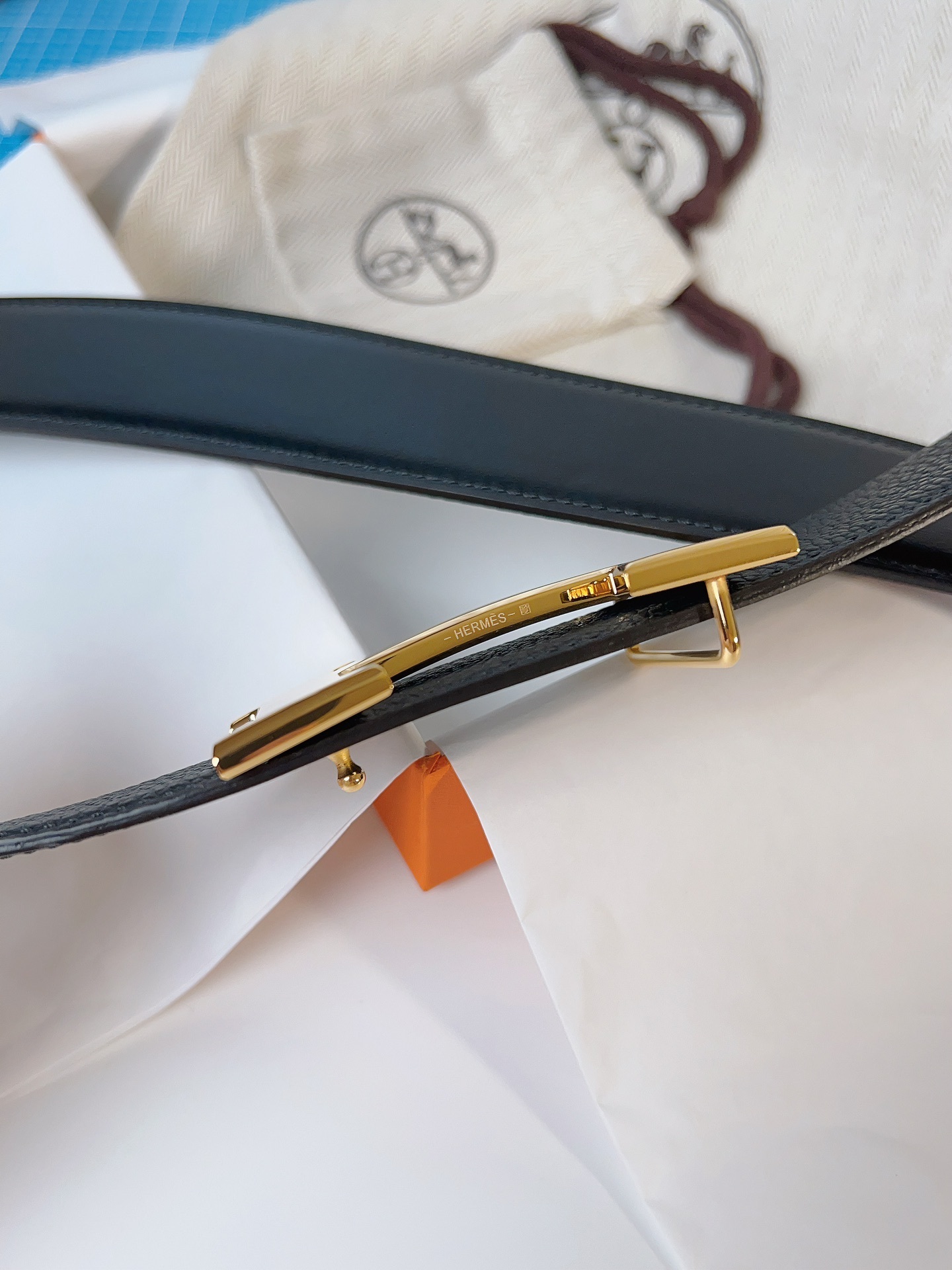 エルメス「Hermès」 ダブルフェイス トゴ革 ベルト100MM