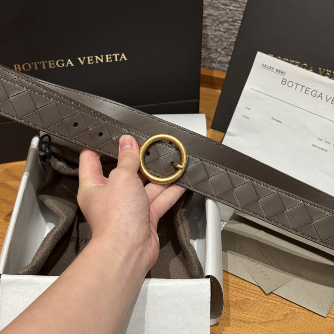 ボッテガ ヴェネタ「Bottega Veneta」イントレチャート リング バックル ベルト100CM