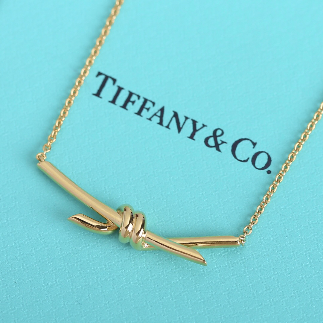 ティファニー「Tiffany & Co.」 Knot シリーズ ダイヤモンドネックレス38.1-43.2CM