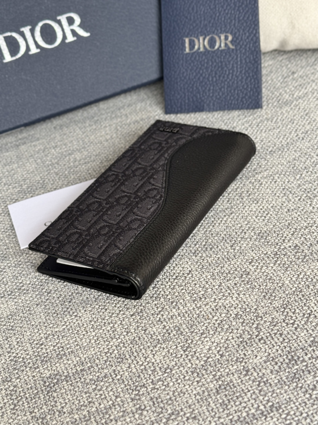 ディオール「Dior」Oblique モチーフ レザー コンパクト ロングウォレット