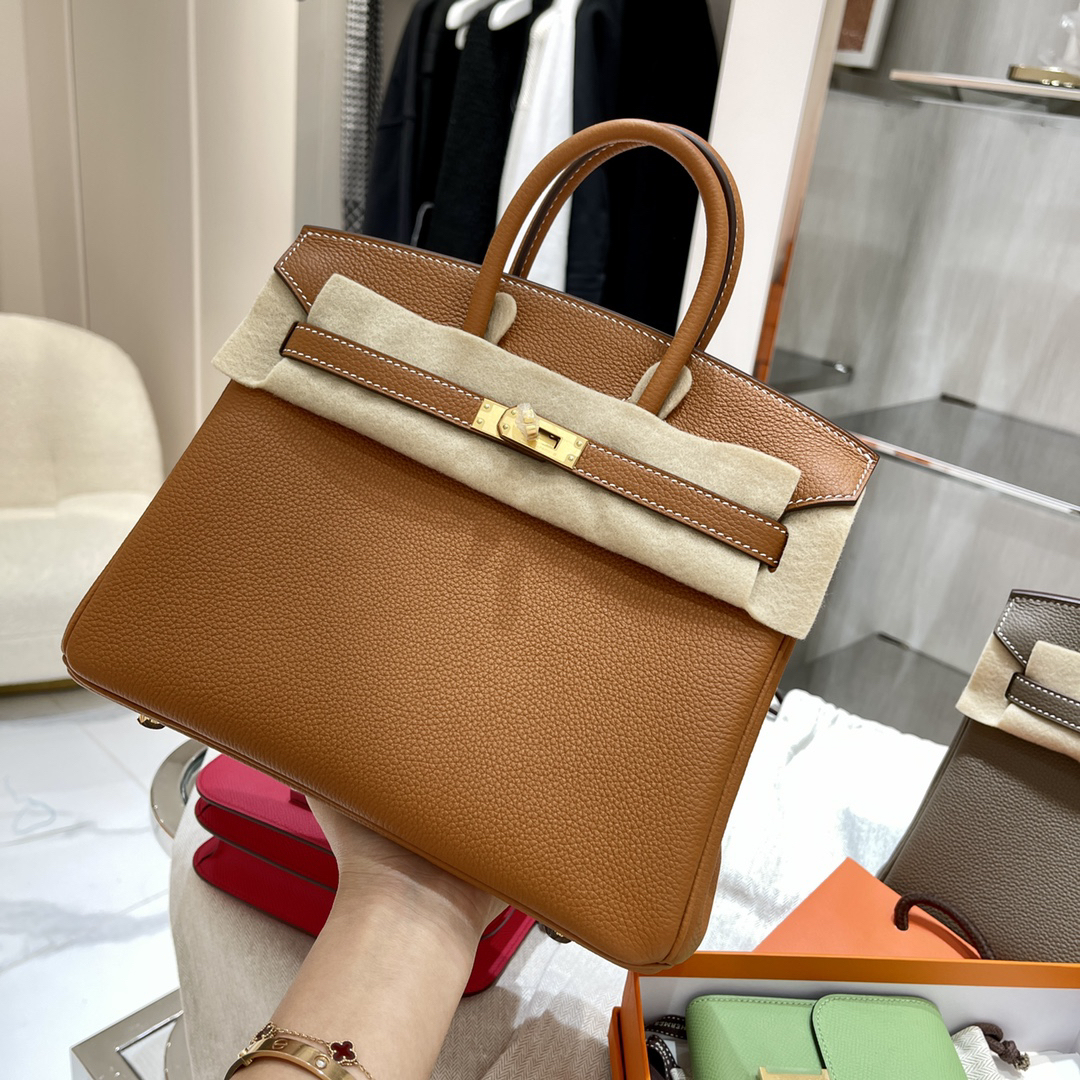エルメス(Hermès)Birkinバッグ25mmレディースバッグ ゴールドブラウン