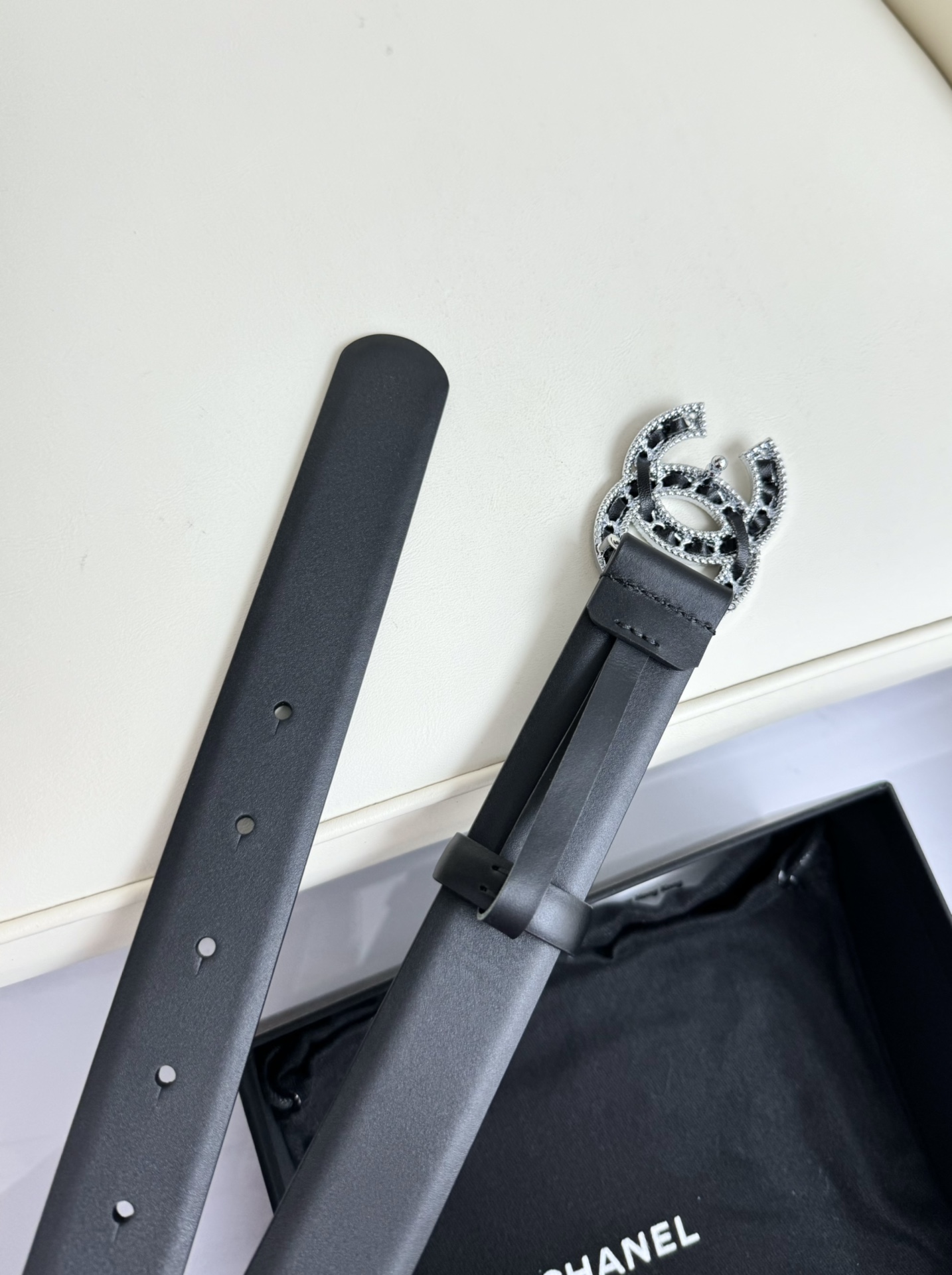 シャネル「Chanel」ダブルC クリスタルベルト ベルト100CM