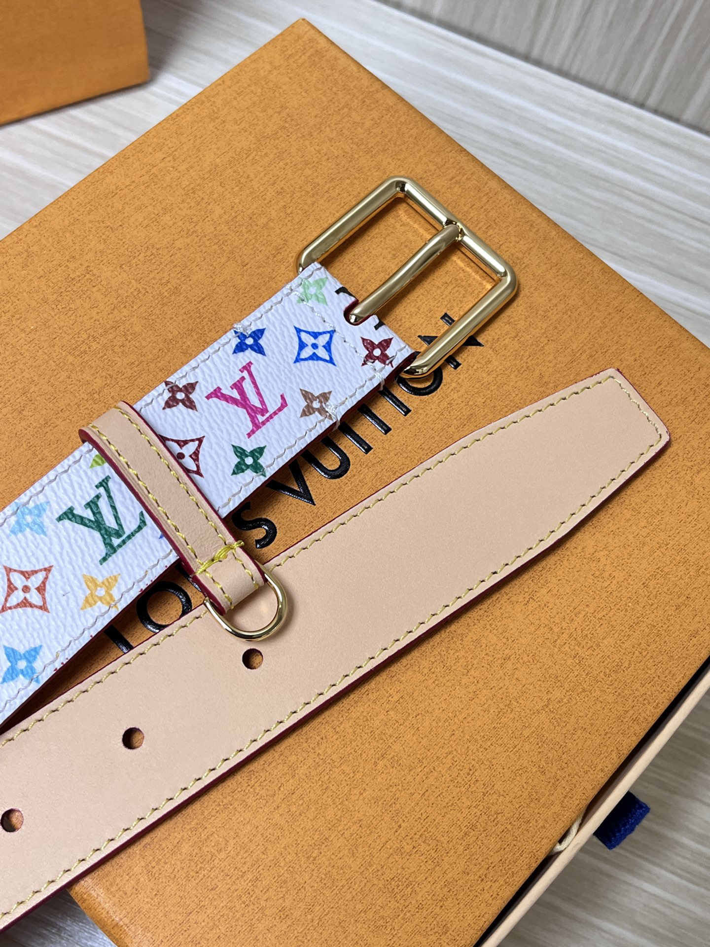「コラボモデル」Louis Vuitton x TMモノグラム マルチカラー リバーシブル ベルト100CM