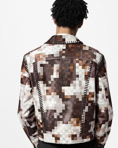 ルイ・ヴィトン「Louis Vuitton」モヘアレザー チェック ジャケット アウター