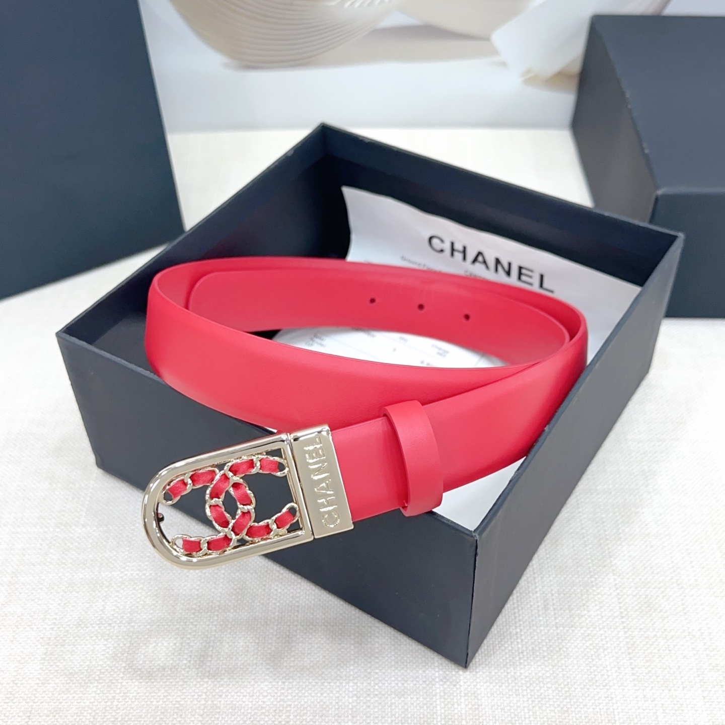 シャネル「Chanel」ダブルフェイス レザー ベルト100CM