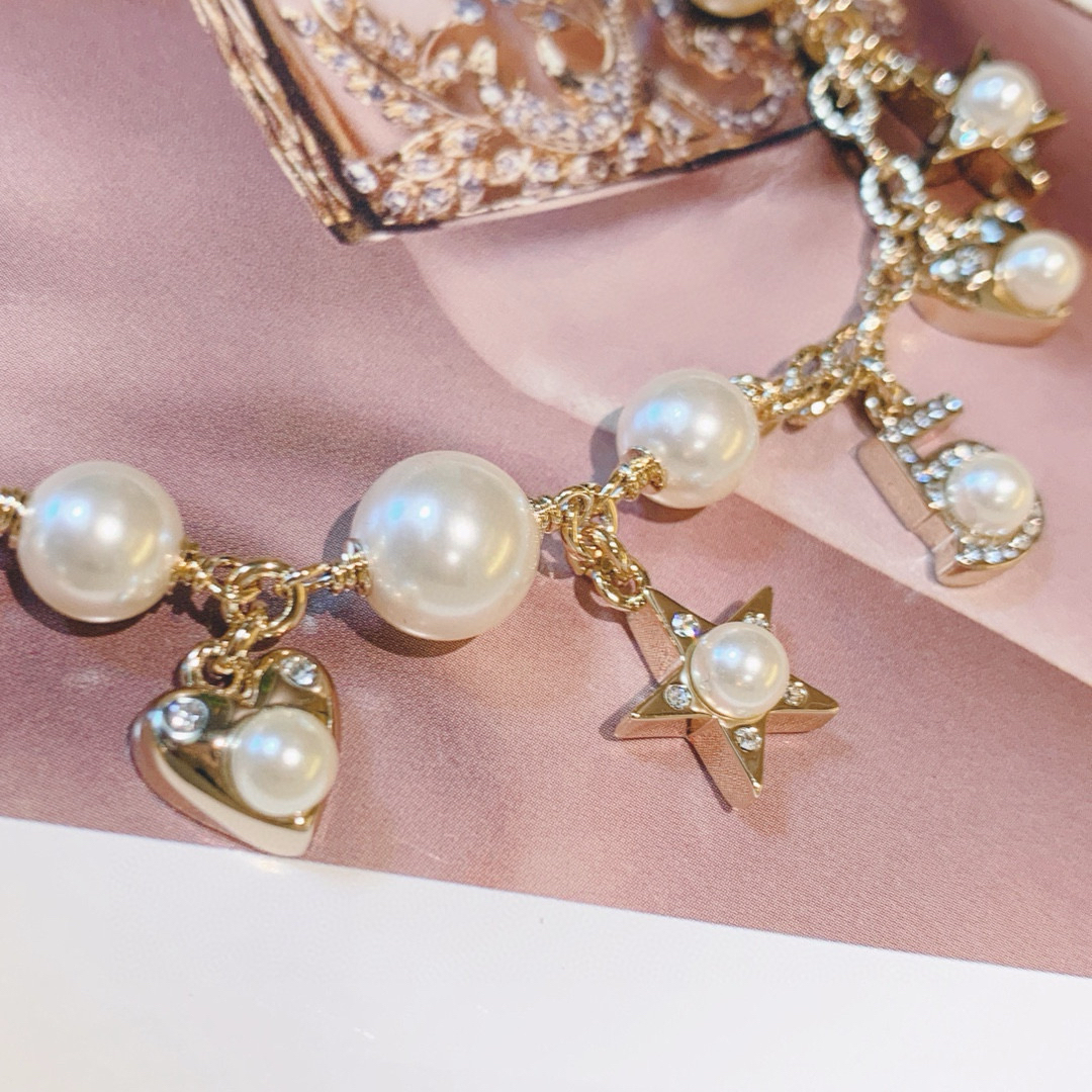 シャネル「Chanel」ハート ダブルC パール＆ダイヤモンド ネックレス38cm～42cm