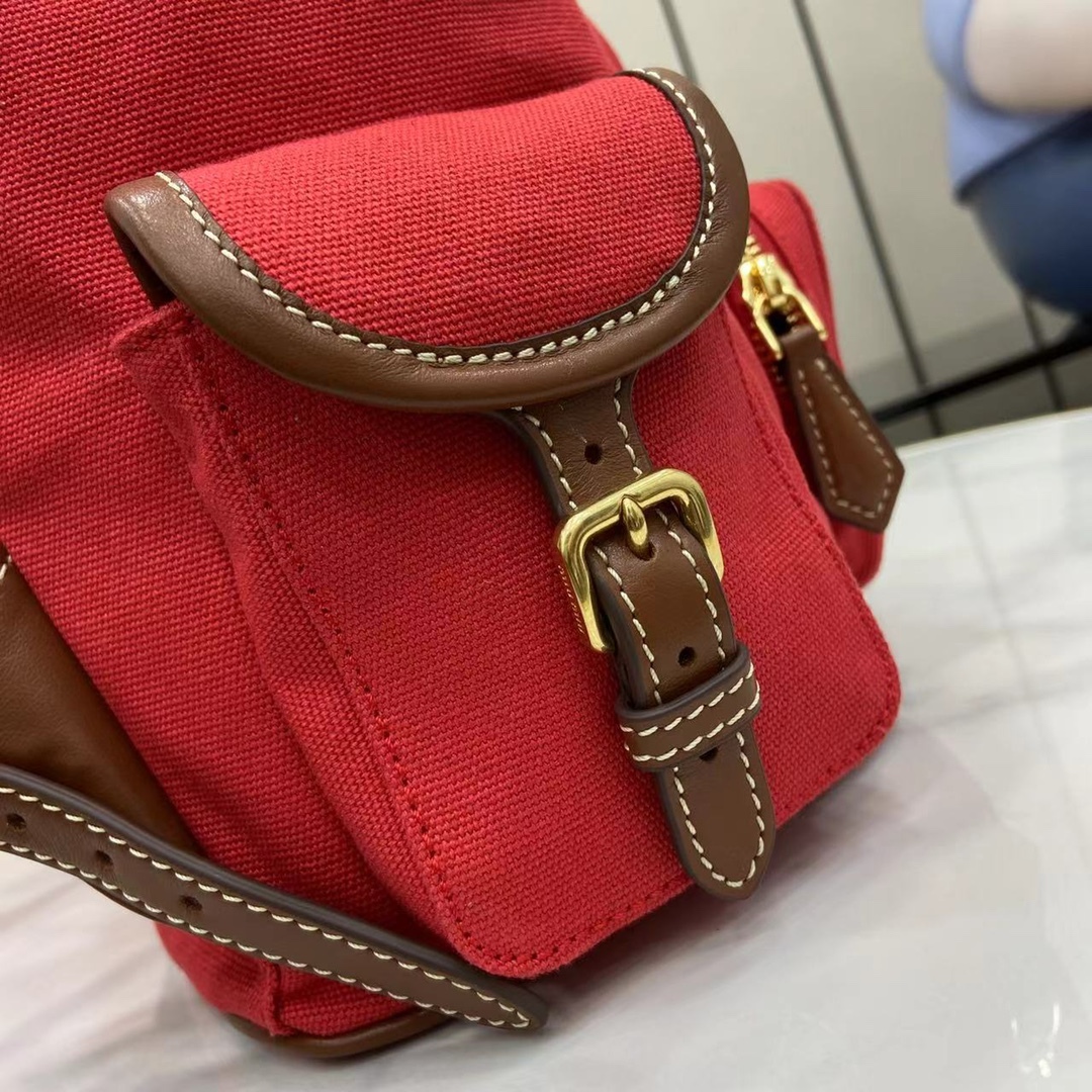 ミュウミュウ「Miu Miu」バックパック レザー＆キャンバス デュアルストラップ ショルダーバッグ