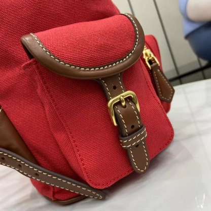 ミュウミュウ「Miu Miu」バックパック レザー＆キャンバス デュアルストラップ ショルダーバッグ