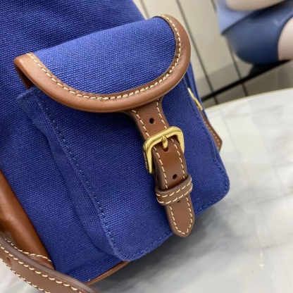 ミュウミュウ「Miu Miu」バックパック レザー＆キャンバス デュアルストラップ ショルダーバッグ