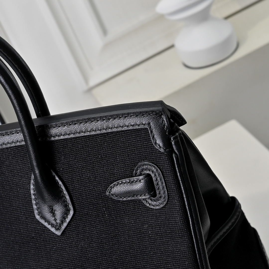 エルメス「Hermès」Cargo スウィフトレザー＆トワル クアドリル シルバーハードウェア バッグ