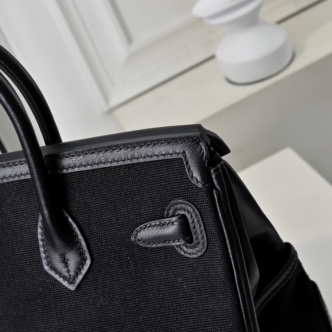 エルメス「Hermès」Cargo スウィフトレザー＆トワル クアドリル シルバーハードウェア バッグ