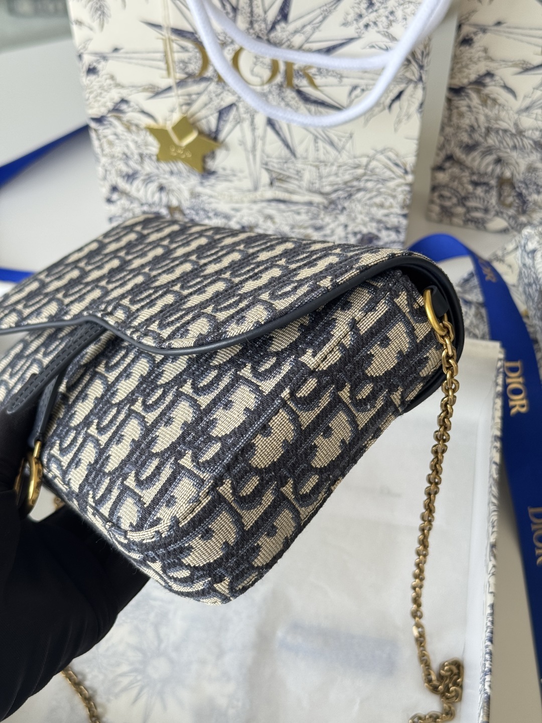 ディオール「Dior」SADDLE チェーン デニム バッグ