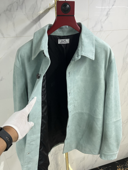 エルメス「Hermès」オレンジカラー スエードエンボス ジャケット