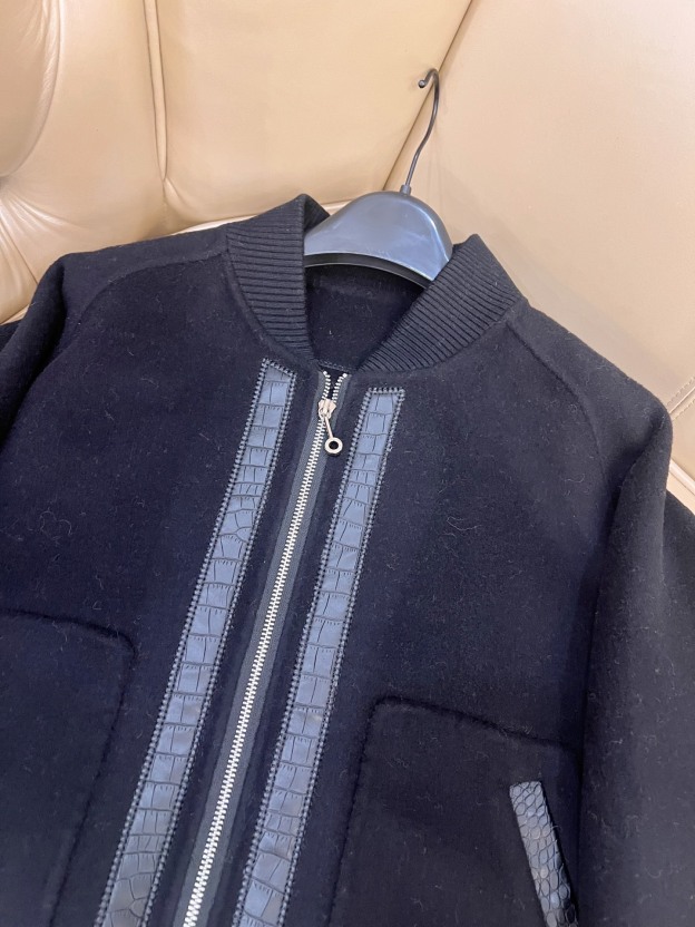 エルメス「Hermès」ダブルフェイス カシミヤ レザー ベースボール ジャケット