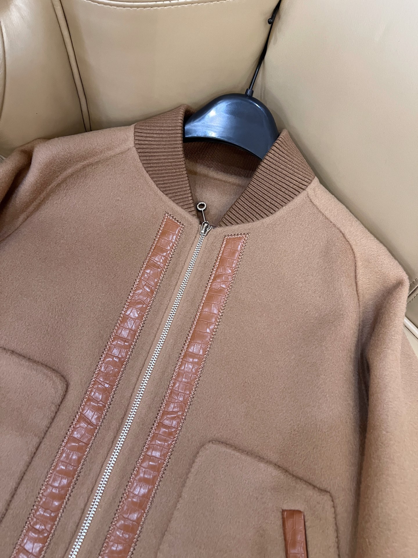 エルメス「Hermès」ダブルフェイス カシミヤ ベースボール ジャケット