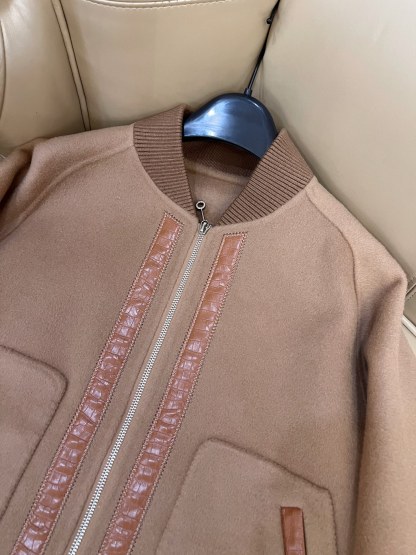 エルメス「Hermès」ダブルフェイス カシミヤ ベースボール ジャケット