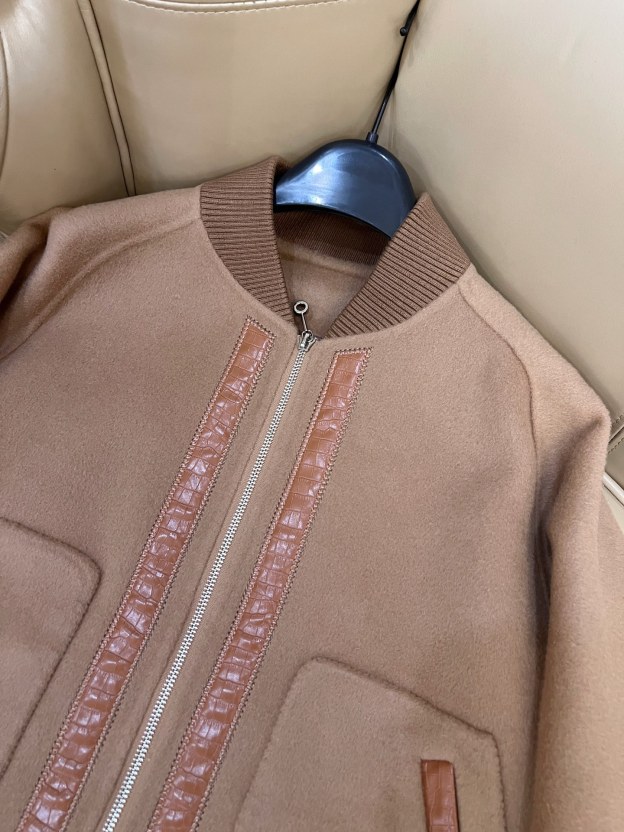 エルメス「Hermès」ダブルフェイス カシミヤ ベースボール ジャケット