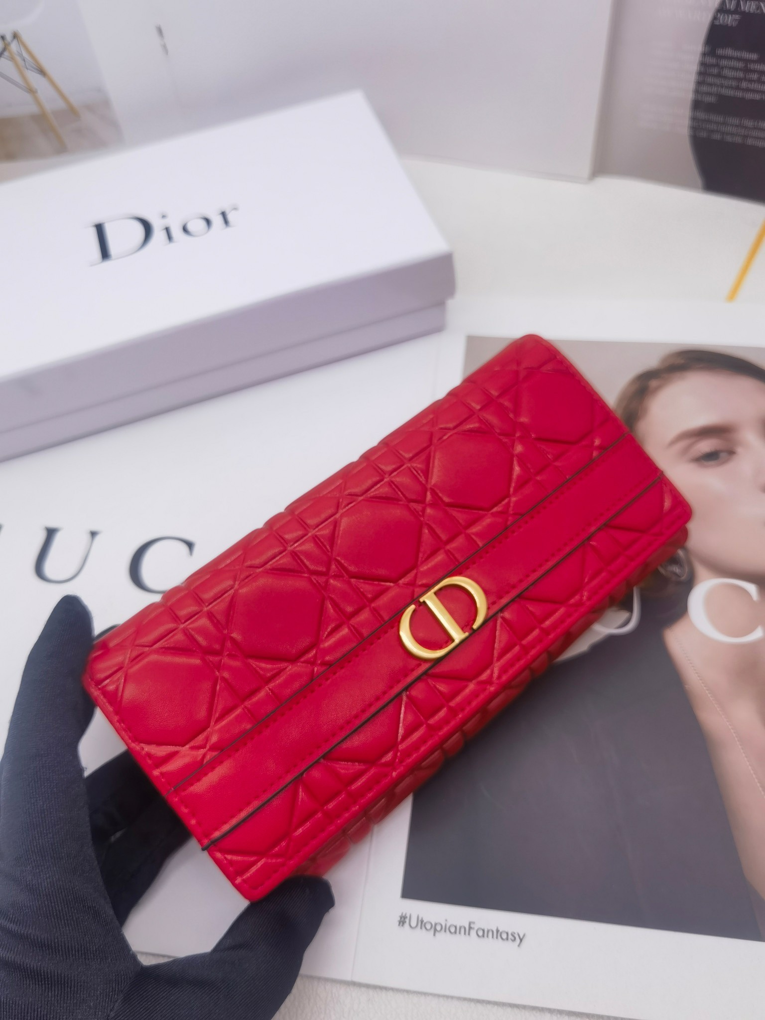 ディオール「Dior」Caro Orchid ロングウォレット