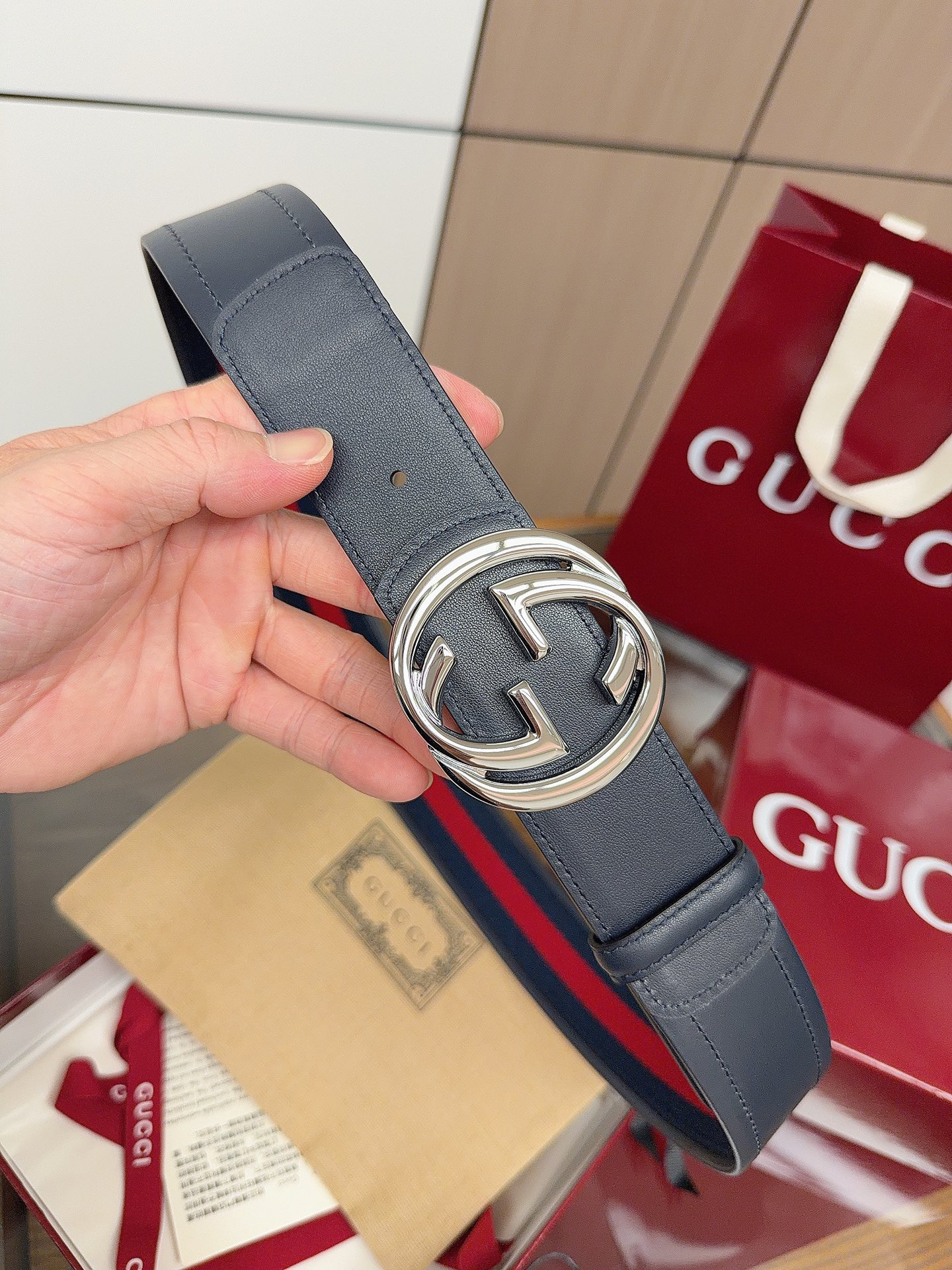 グッチ「Gucci」プレミアム トゴレザーベルト / ハイエンドウエストベルト40m