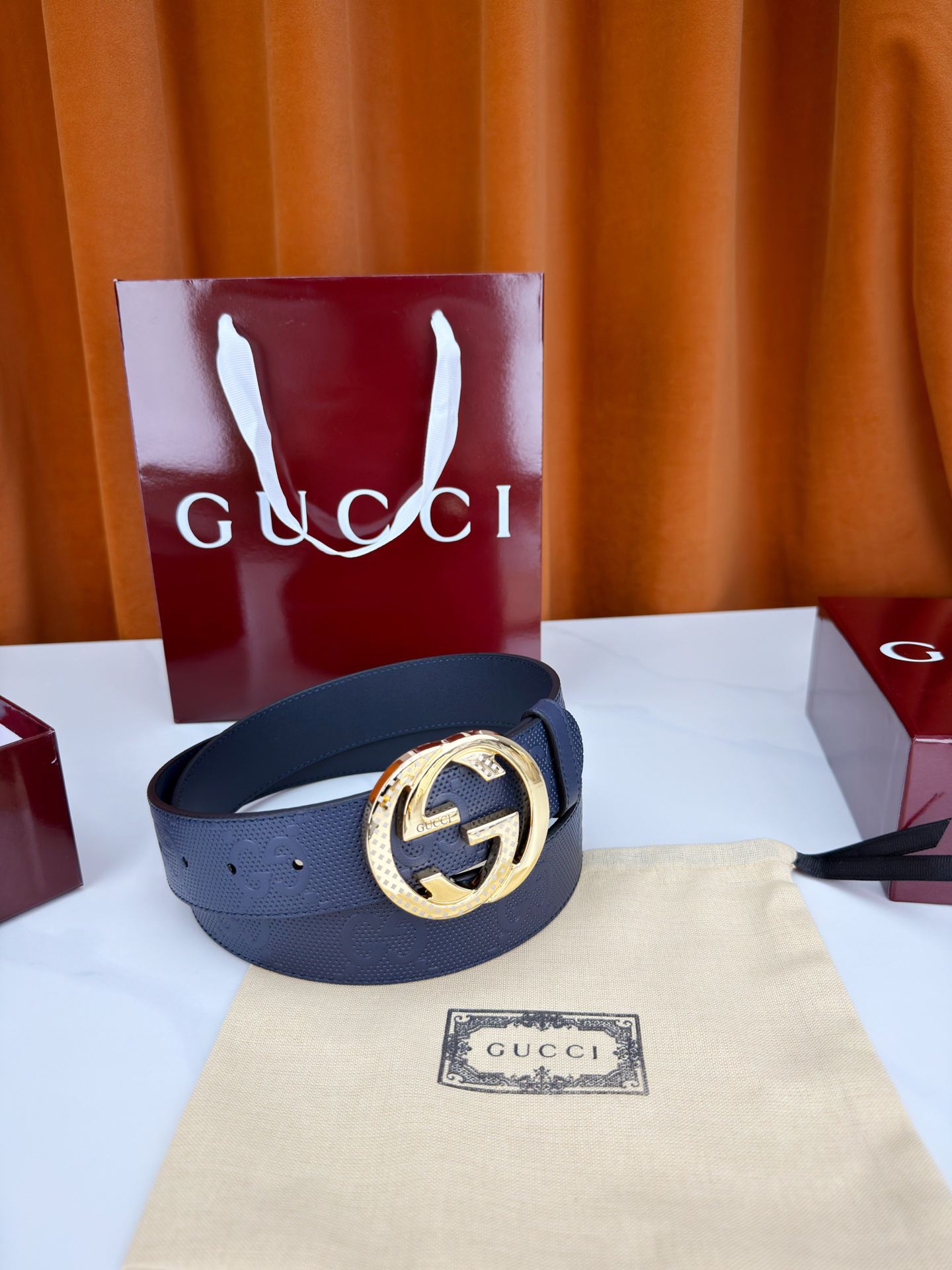 グッチ「Gucci」プレミアム トゴレザーベルト / ハイエンドウエストベルト38mm