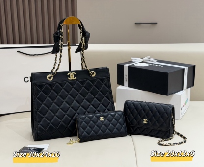 シャネル「Chanel」コンビネーションバッグ3点セット / トートバッグ＆ポーチセット