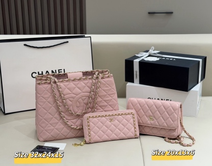 シャネル「Chanel」コンビネーションバッグ3点セット / トートバッグ＆ポーチセット
