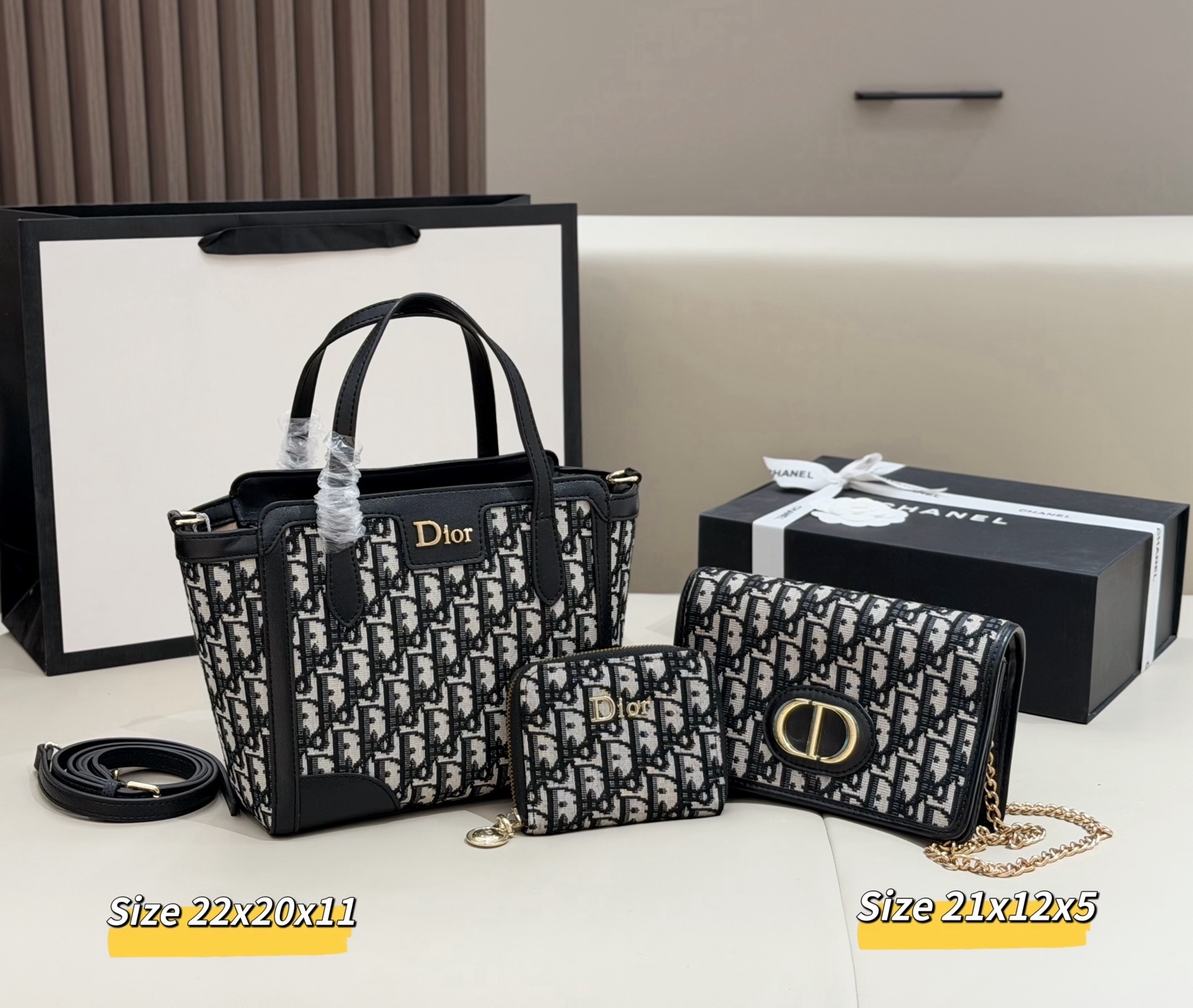 ディオール「Dior」コンビネーションバッグ3点セット / トートバッグ＆ポーチセット