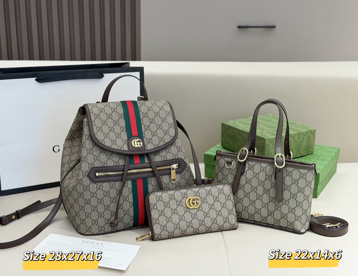 グッチ「Gucci」コンビネーションバッグ3点セット / トートバッグ＆ポーチセット