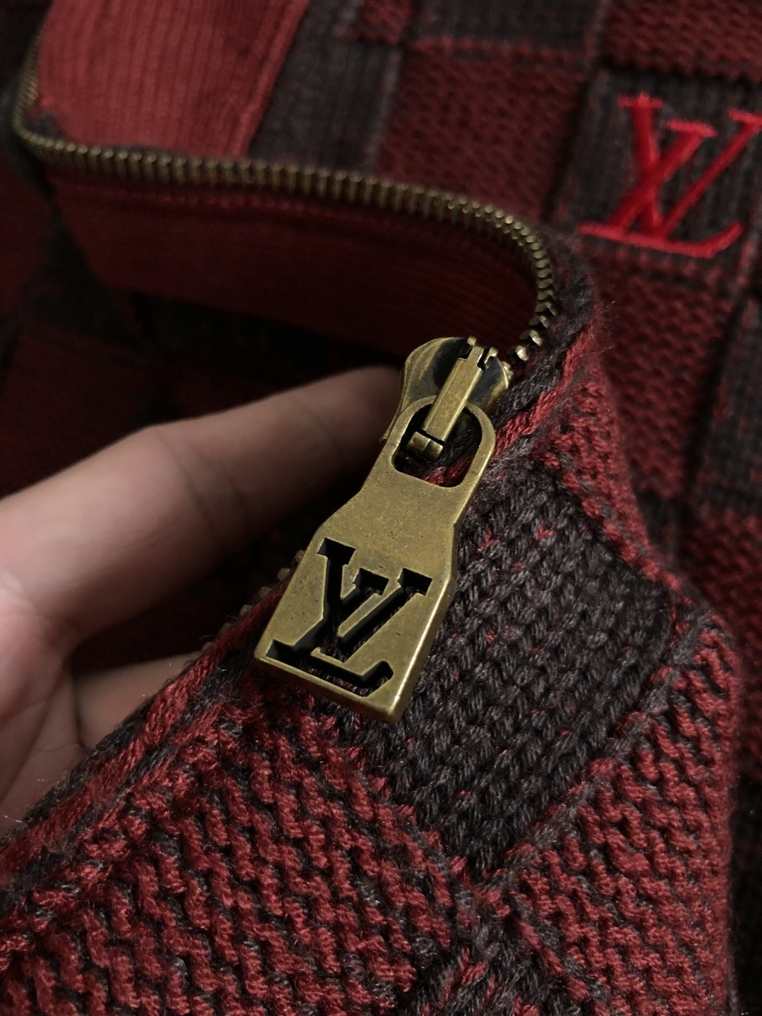 ルイ・ヴィトン「Louis Vuitton」ルイ・ヴィトン ダミエ・ウール ジップカーディガン / ニットカーディガン