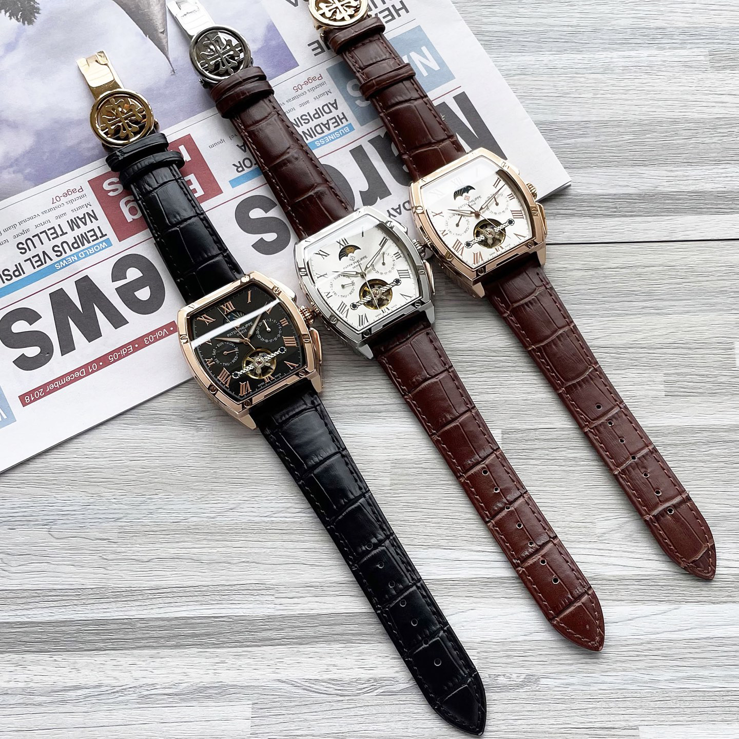 Patek Philippe パテック・フィリップ スタイル トノー型 オートマティック メンズ腕時計 / 機械式腕時計
