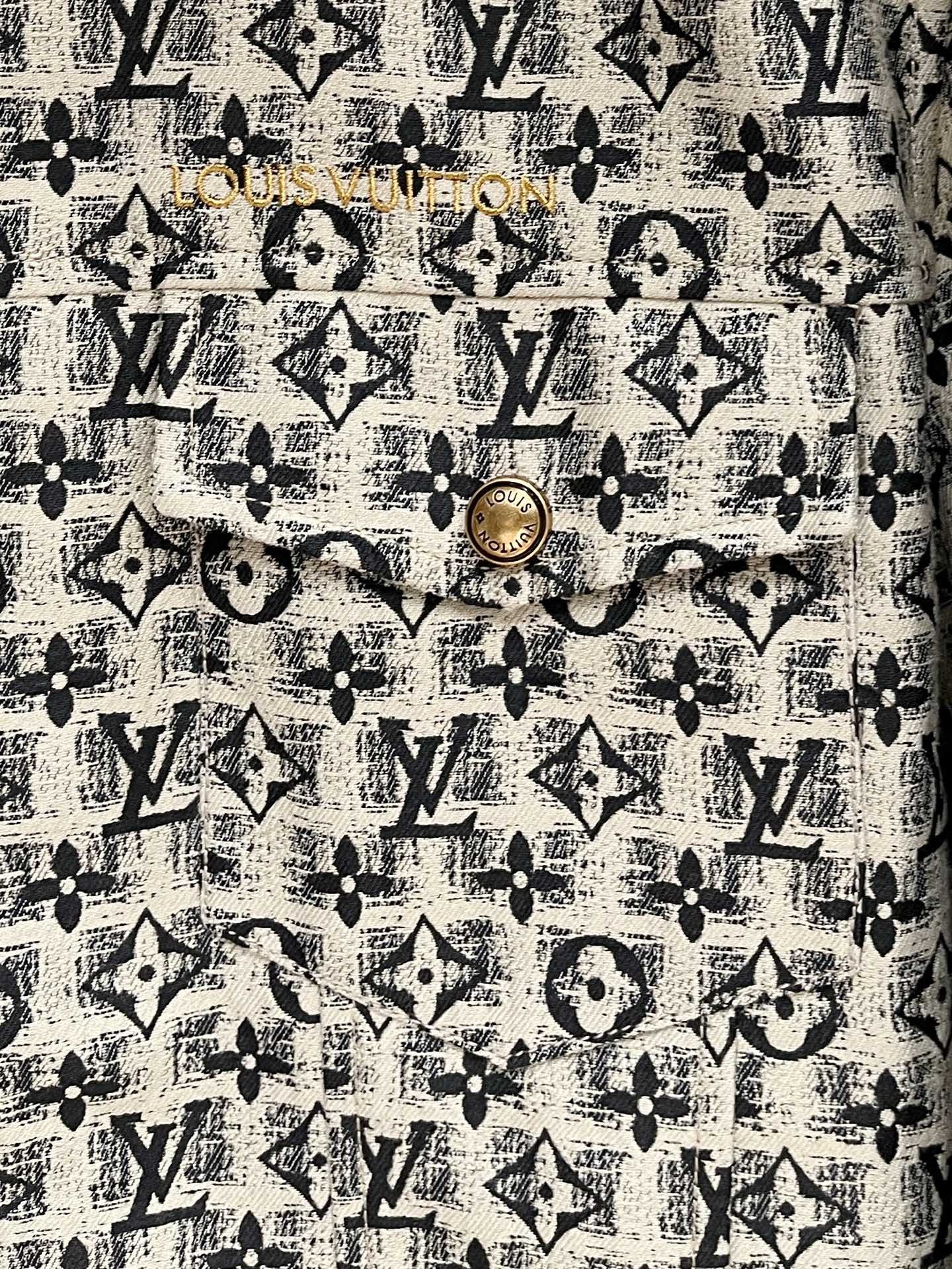 ルイ・ヴィトン「Louis Vuitton」モノグラム柄 ジャカード フリップカラー ジャケット / ワークジャケット