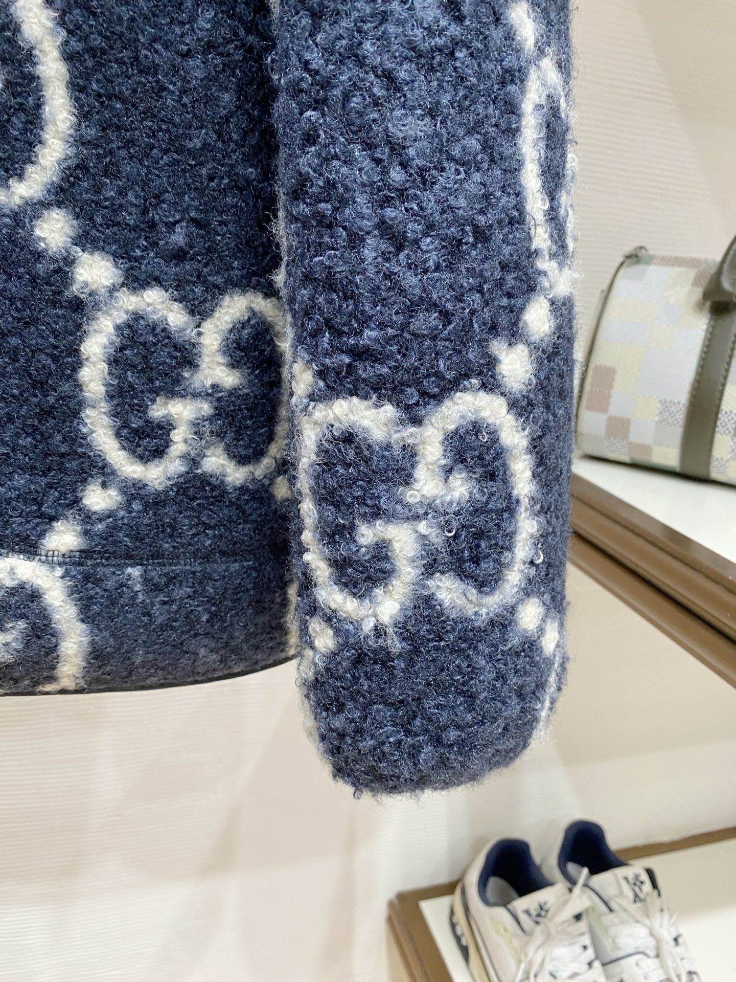 グッチ「Gucci」グッチ GGインターシャ ウールフリース ジップジャケット / スタンドカラー ボアアウター