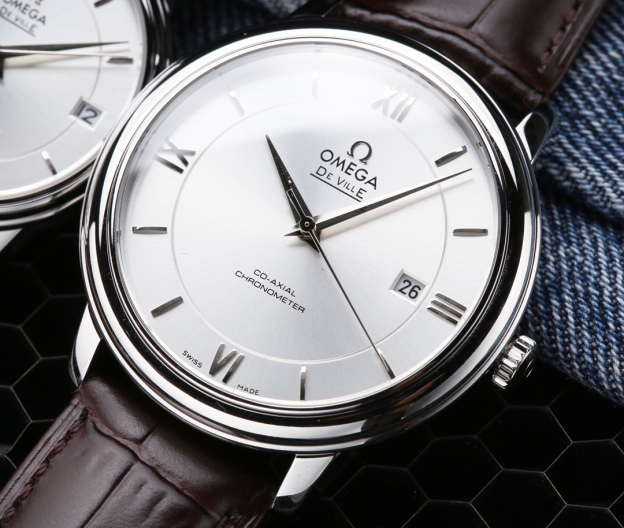 オメガ「Omega」デビル プレステージ カップルウォッチ メンズ39.5MM＆レディース32.7MM スチール＆レザーストラップ
