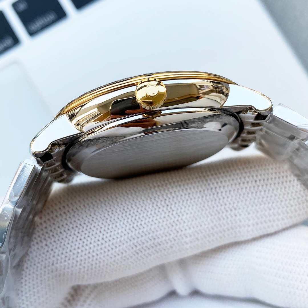 オメガ「Omega」デビル プレステージ カップルウォッチ メンズ39.5MM＆レディース32.7MM スチール＆レザーストラップ