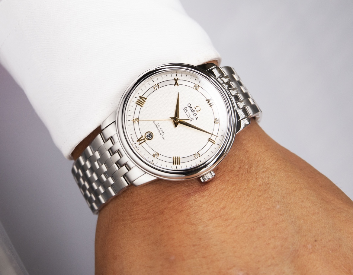 オメガ「Omega」デビル プレステージ カップルウォッチ メンズ39.5MM＆レディース32.7MM スチール＆レザーストラップ