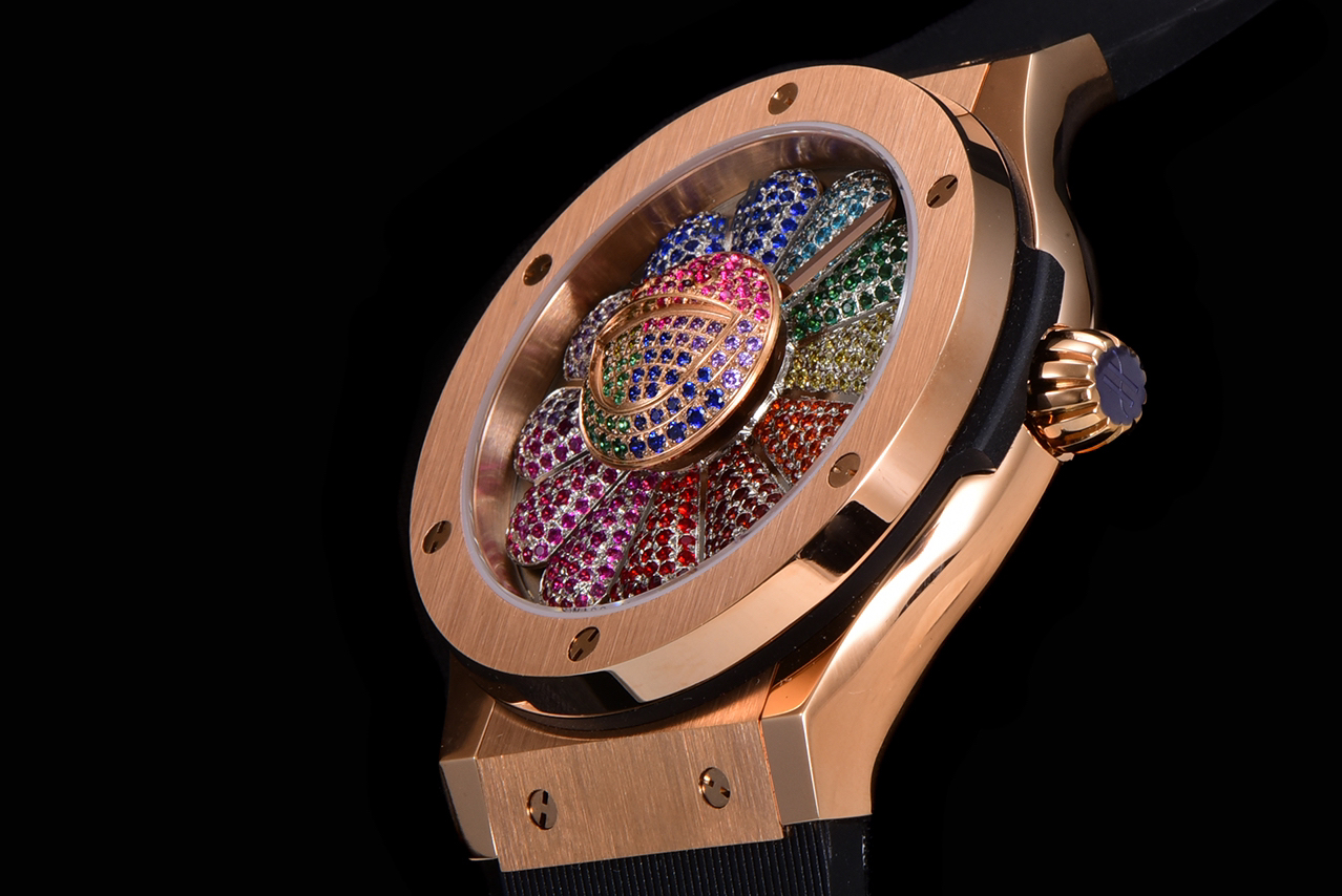 ウブロ「Hublot」クラシック フュージョン タカシ・ムラカミ サンライズ フラワー リミテッド エディション メンズウォッチ45MM