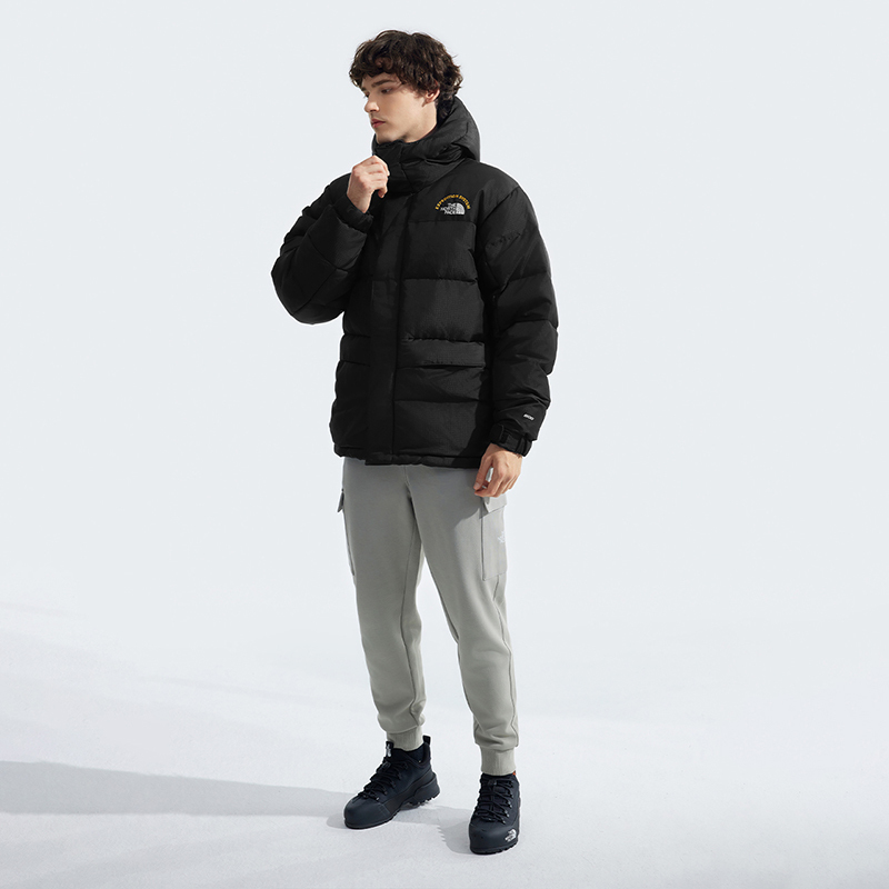 The North Face 2024 年モデルの新商品、クラシックなアイコンシリーズの男性用 HMLYN ヒマラヤ産ガチョウの羽毛で保温効果のあるダウンジャケットです