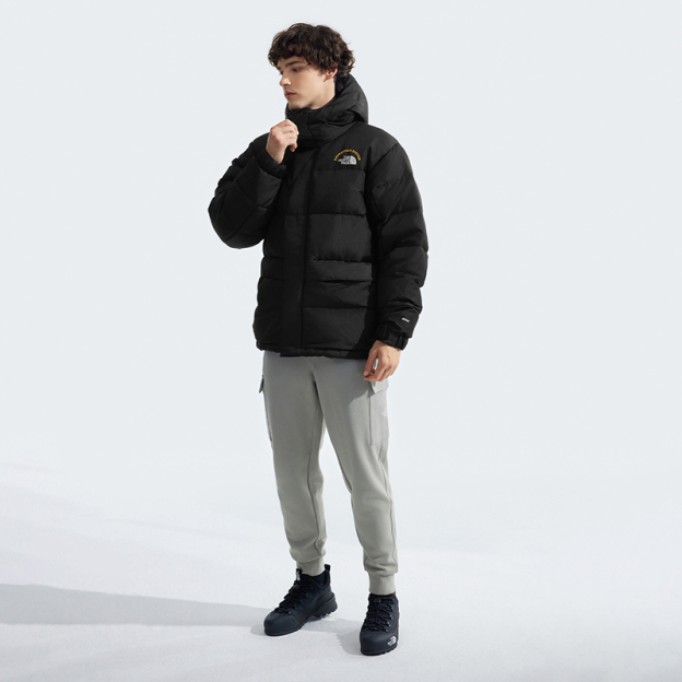 The North Face 2024 年モデルの新商品、クラシックなアイコンシリーズの男性用 HMLYN ヒマラヤ産ガチョウの羽毛で保温効果のあるダウンジャケットです