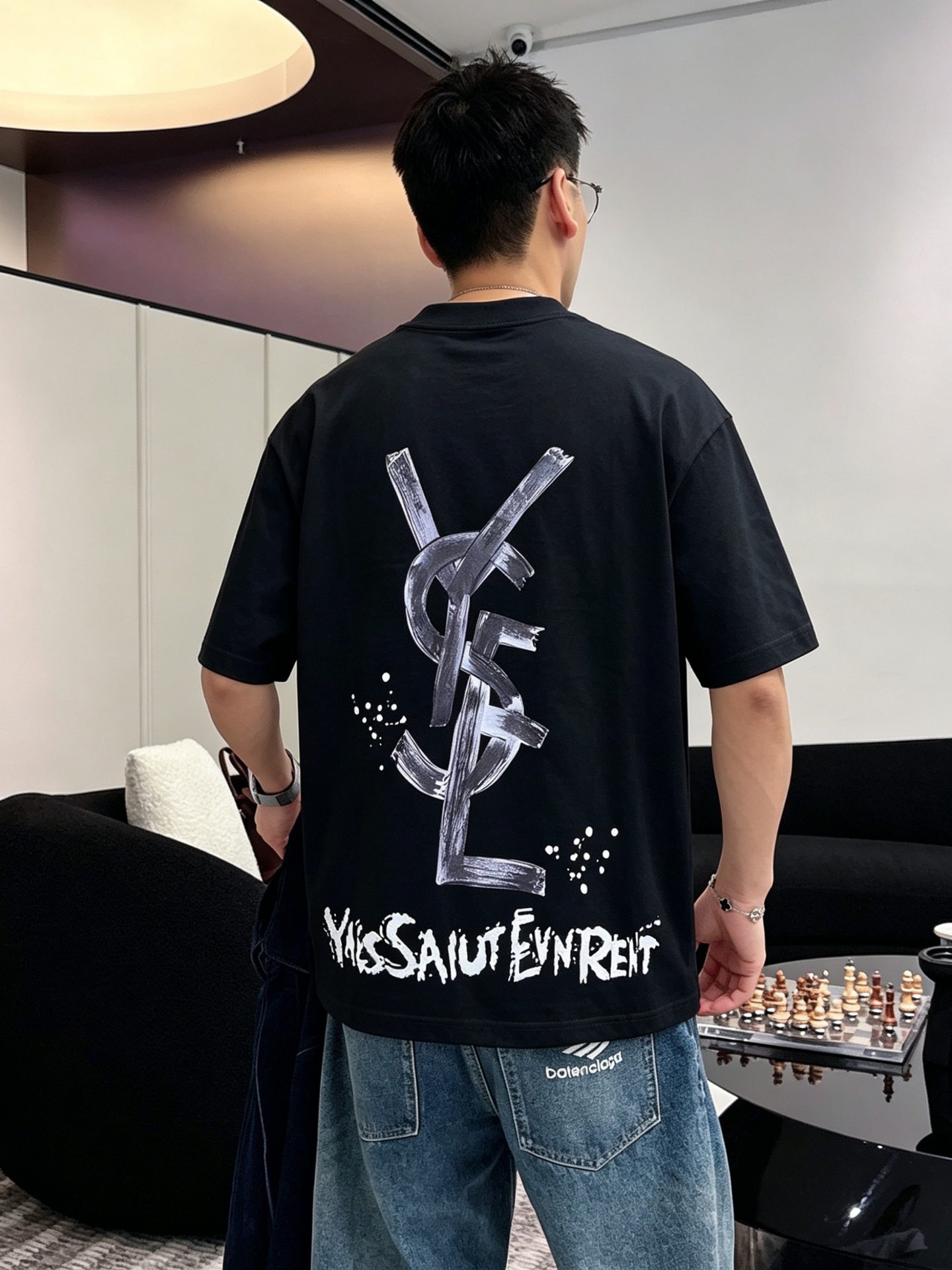 サンローラン「Saint Laurent」ロゴプリントTシャツ / ショートスリーブ クルーネック