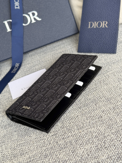 ディオール「Dior」Oblique モチーフ レザー コンパクト ロングウォレット
