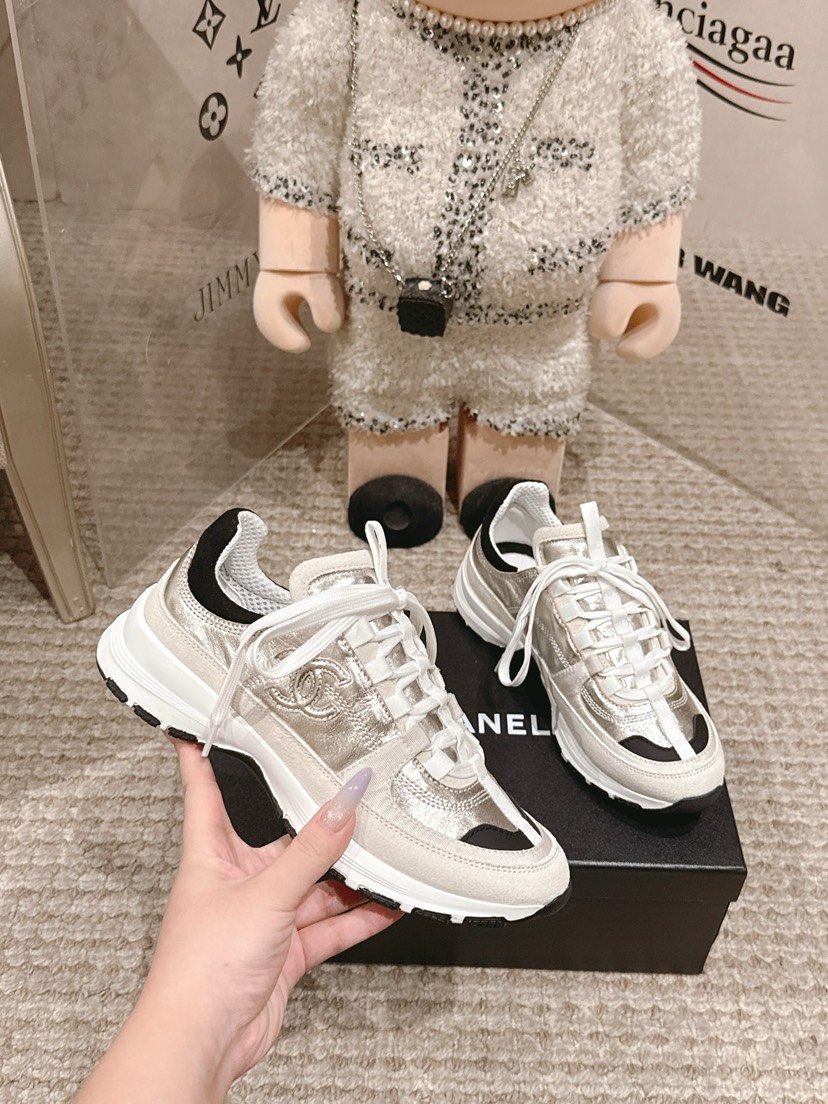 シャネル「Chanel」シャネル スタイル レザースニーカー (パンダカラー) / レジャースニーカー